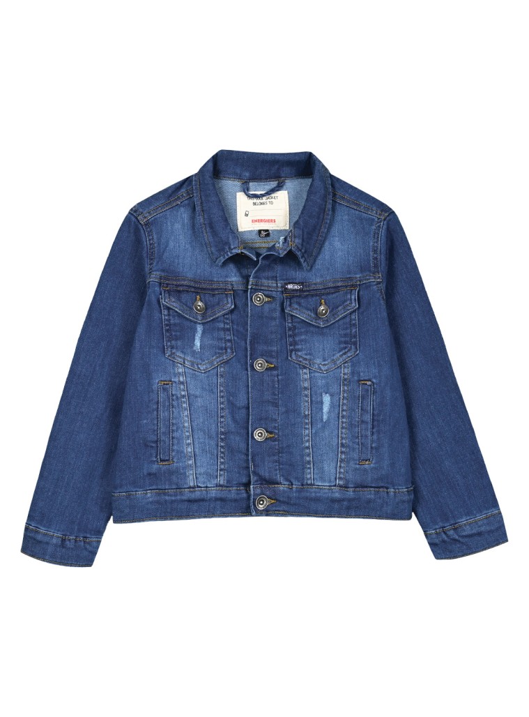 Boy΄s light, jean jacket with distressed effects | BLUE DENIM