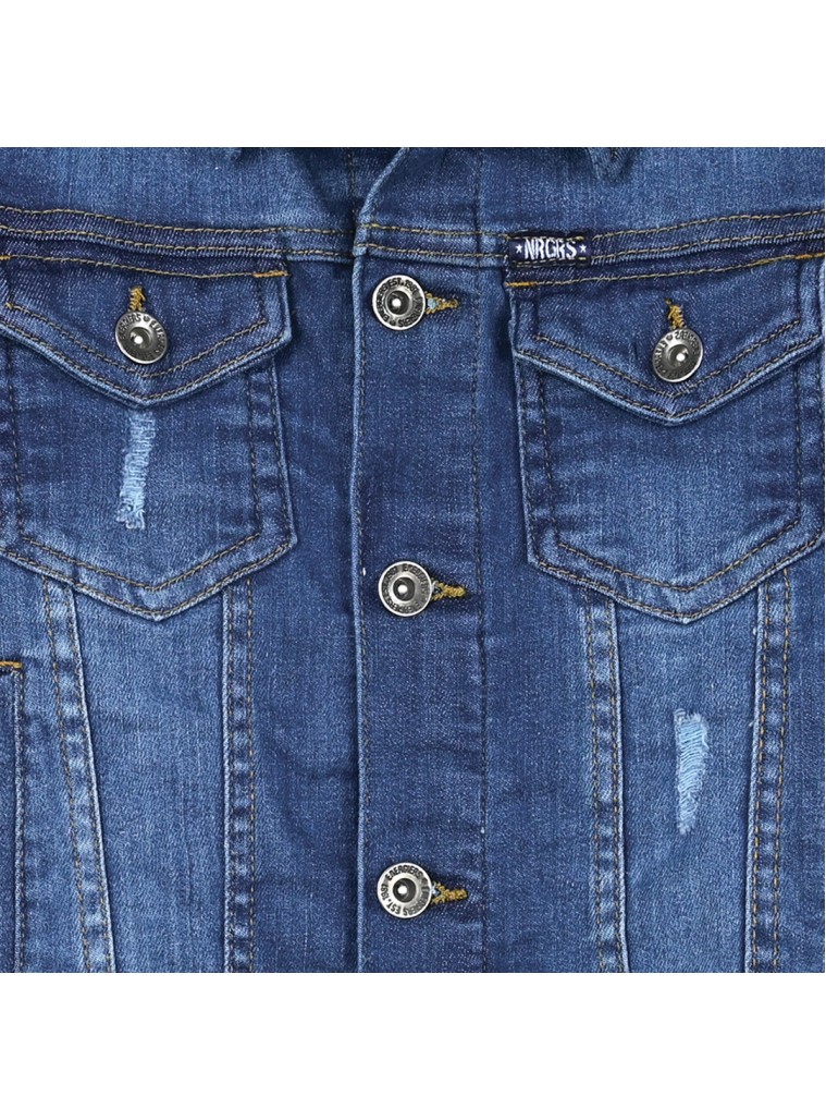Boy΄s light, jean jacket with distressed effects | BLUE DENIM