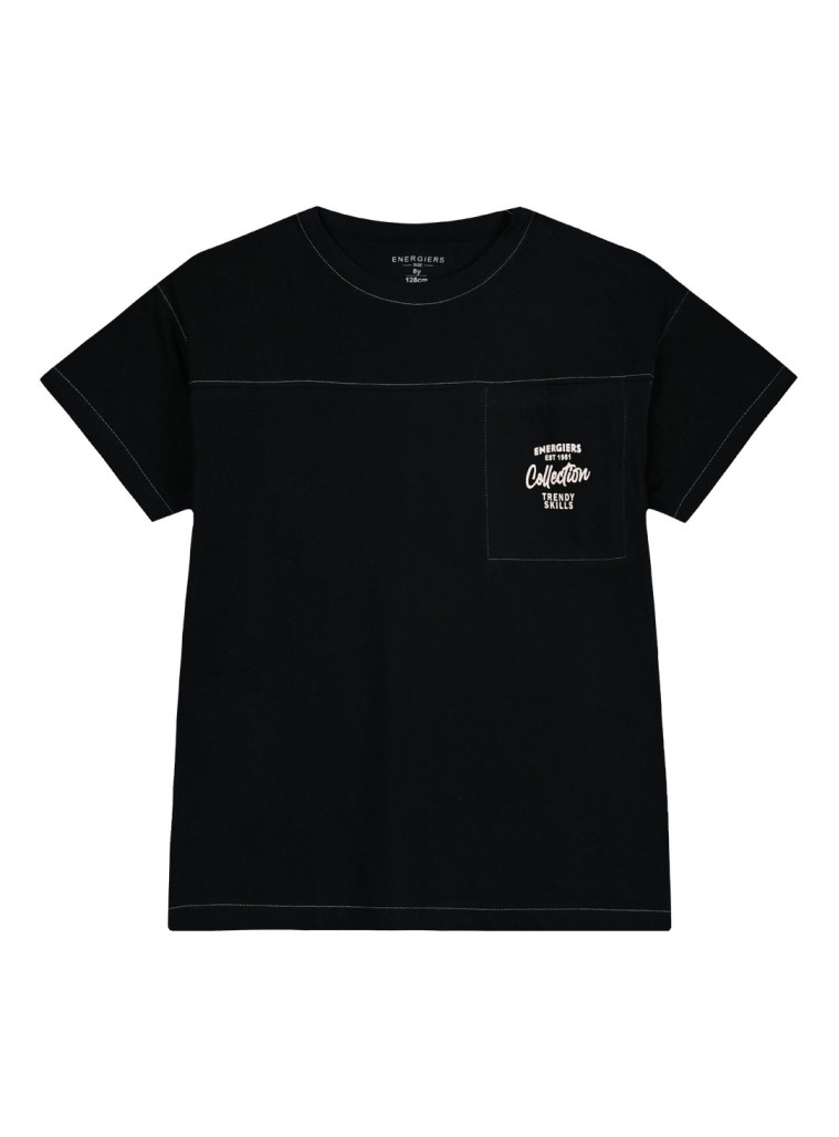 Κοντομάνικη μπλούζα με τυπωμένη τσέπη για αγόρι | ΜΑΥΡΟ