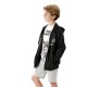 Boy΄s french terry bermuda with embossed print | GREY MELANGE