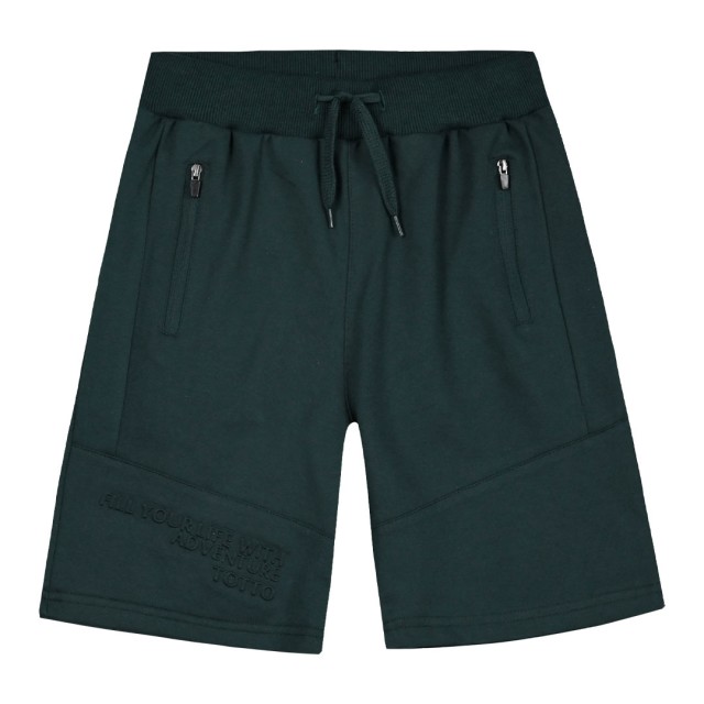 Boy΄s french terry bermuda with embossed print | FOREST GREEN