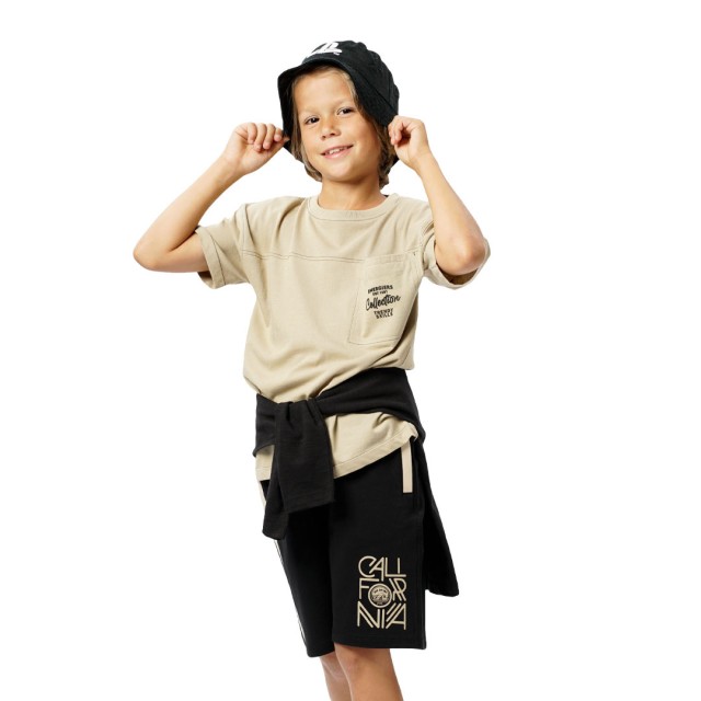 Βερμούδα με ένθετο και τύπωμα  για αγόρι | ΜΑΥΡΟ