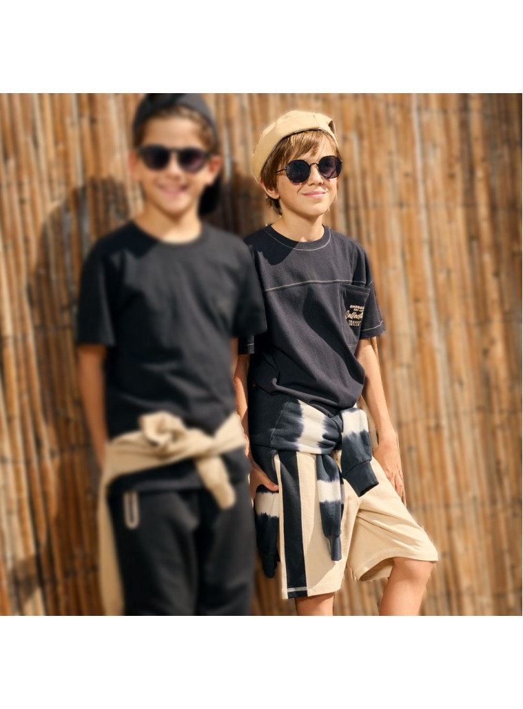 Βερμούδα με ένθετο και τύπωμα  για αγόρι | ΒΑΝΙΛΙΑ