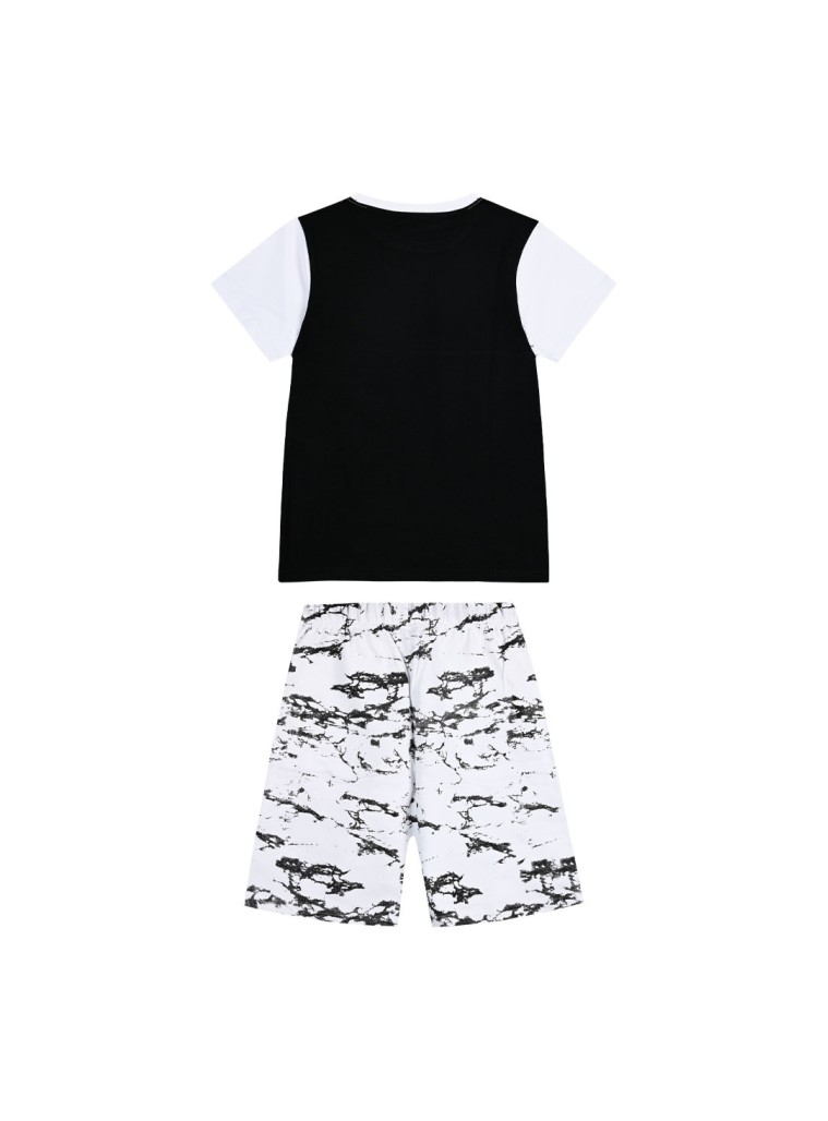Παιδικό σετ μακό 2 τεμάχια με τύπωμα και εμπριμέ βερμούδα για αγόρι | ΜΑΥΡΟ