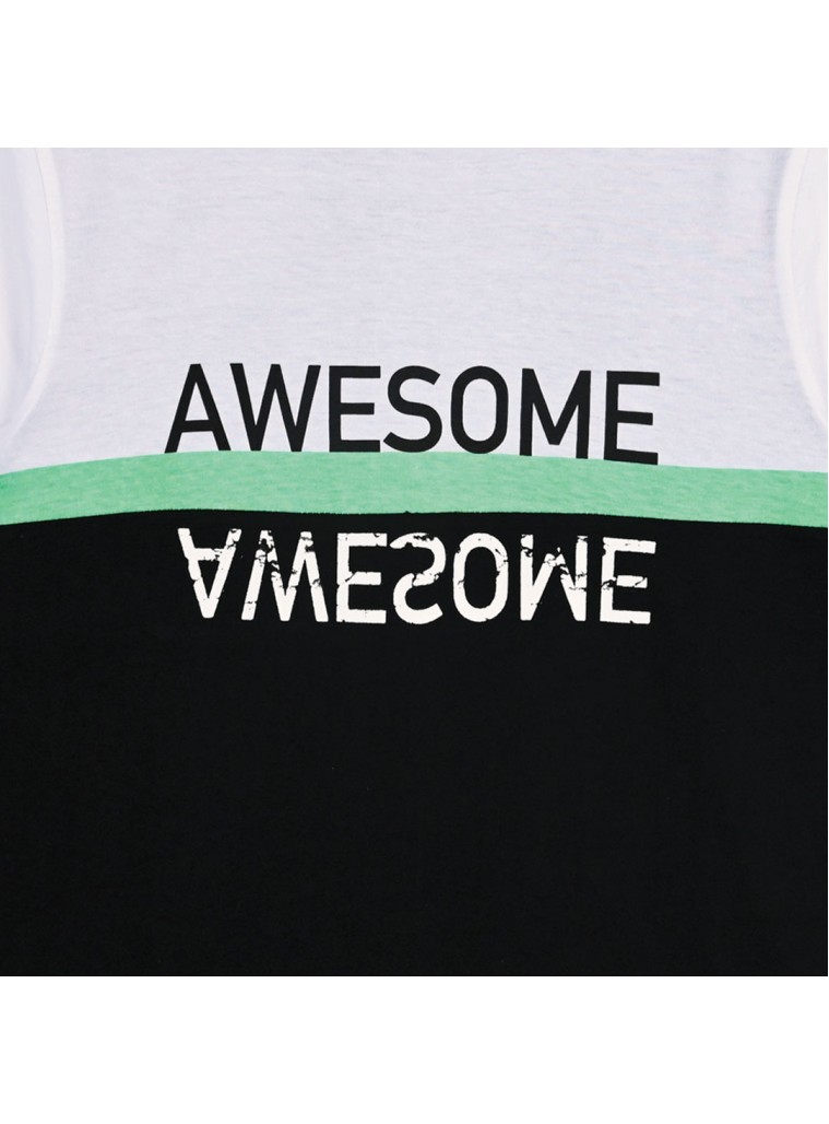 Παιδικό σετ μακό 2 τεμάχια με τύπωμα και εμπριμέ βερμούδα για αγόρι | ΜΑΥΡΟ