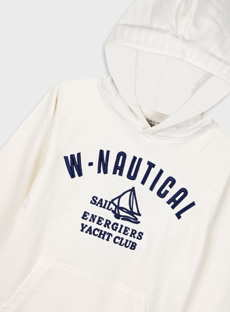Pullover hoodie with embroidery for boys | ECRU