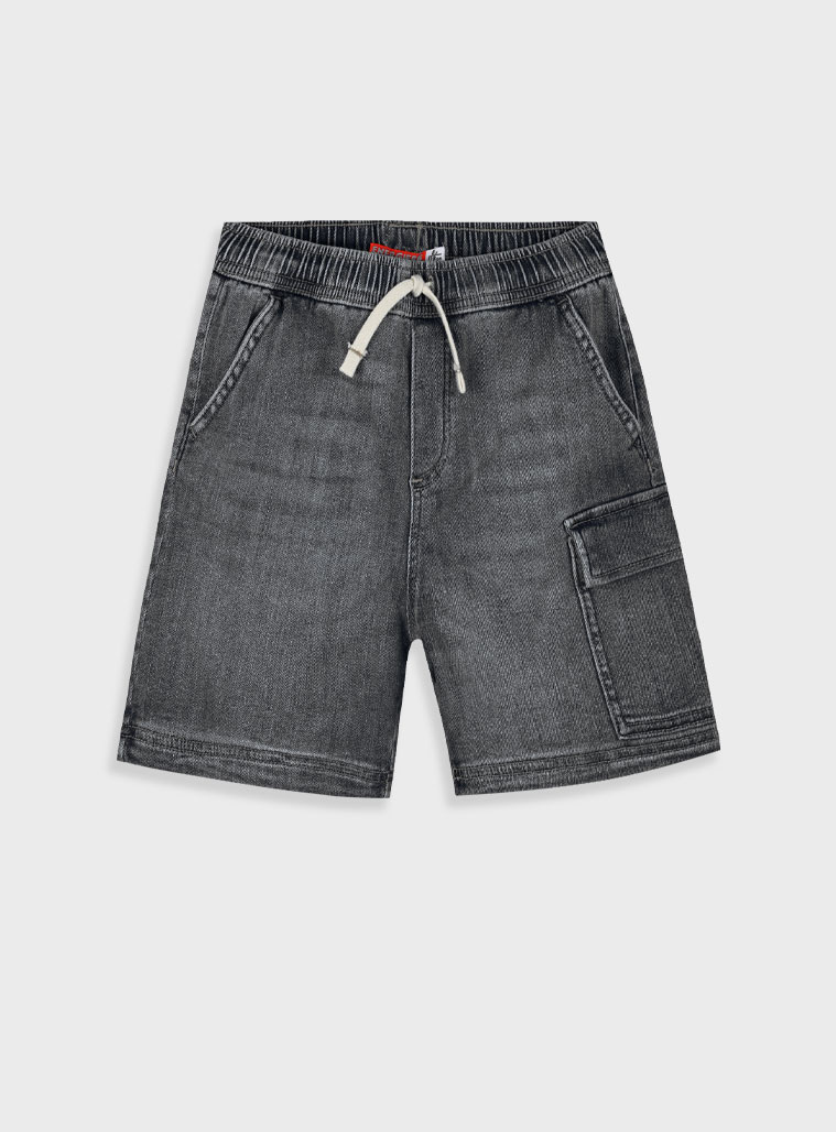Cargo bermuda for boys | BLACK DENIM