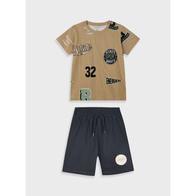 Set with printed t-shirt for boys | BLACK