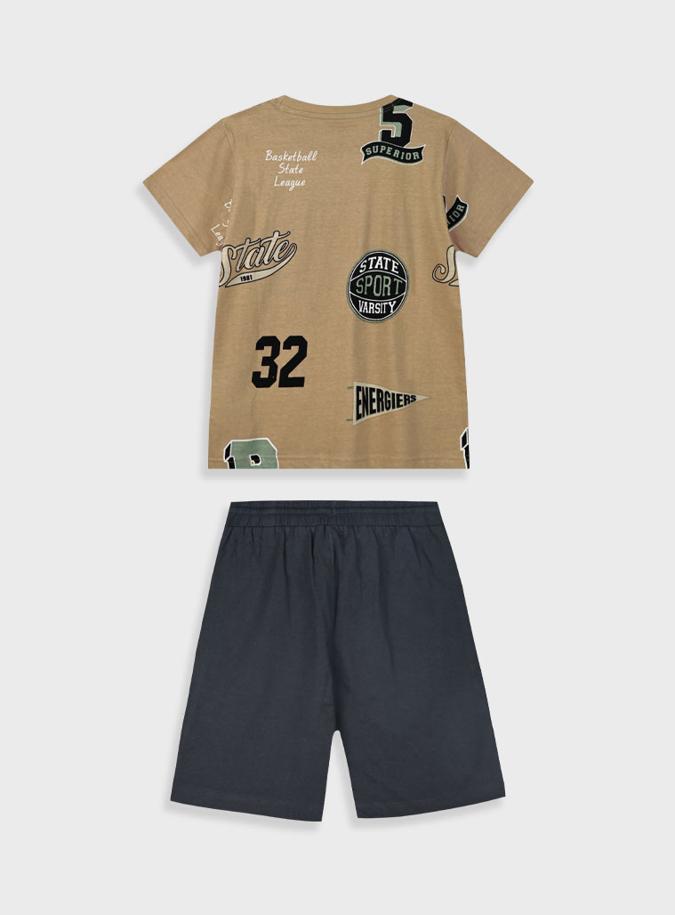 Set with printed t-shirt for boys | BLACK
