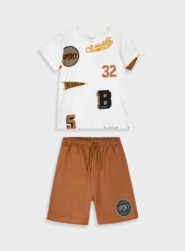 Set with printed t-shirt for boys | CHOCOLATE