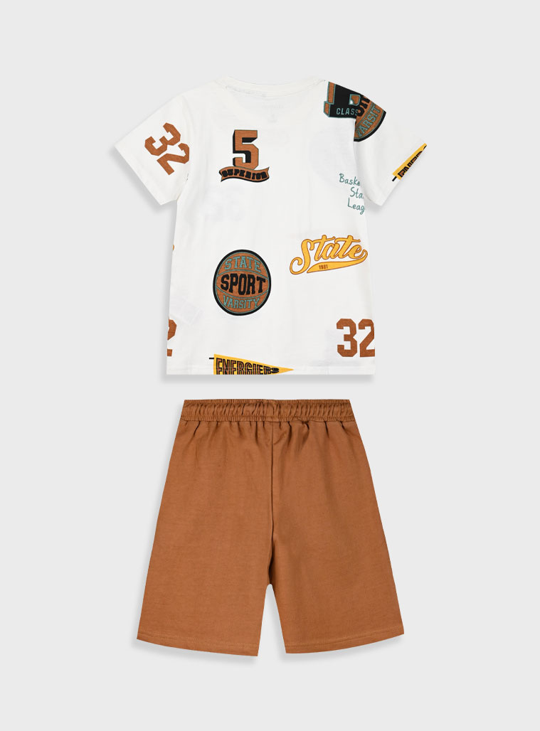 Set with printed t-shirt for boys | CHOCOLATE