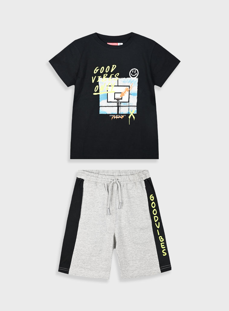 Set with print for boys | GREY MELANGE