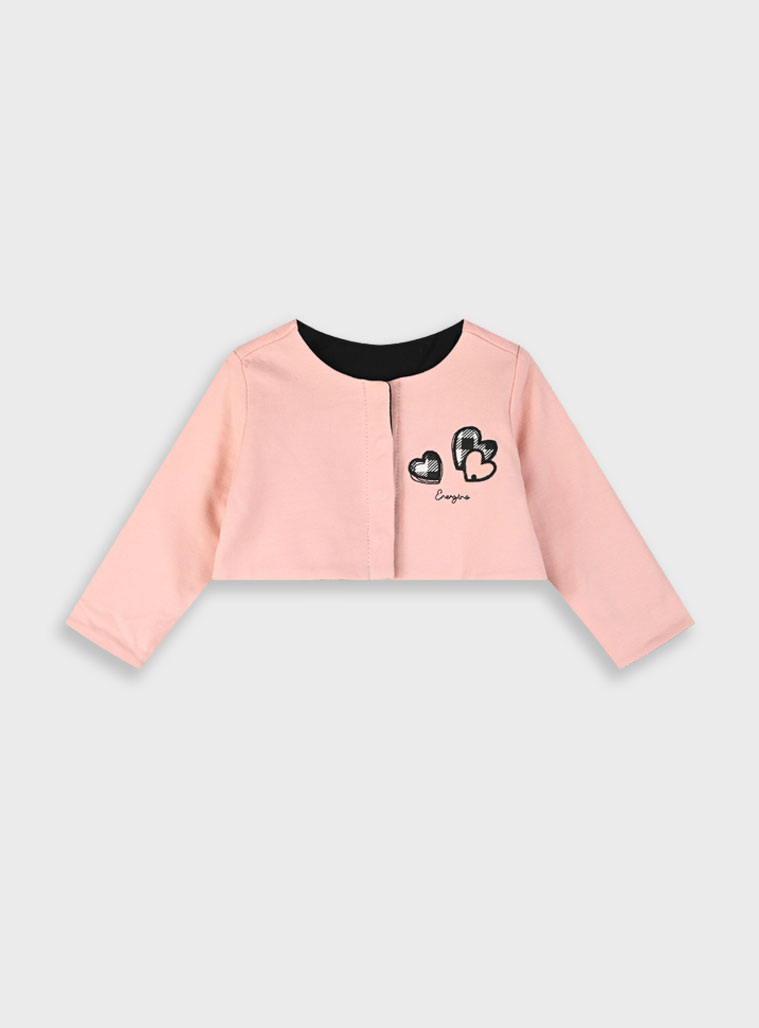 Baby double face bolero for girls (3 - 24 months) | DUSTY PINK Baby double face bolero for girls (3 - 24 months) | DUSTY PINK