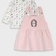 Baby set of shirt with velvet pinafore for girls (3 - 18 months) | PINK