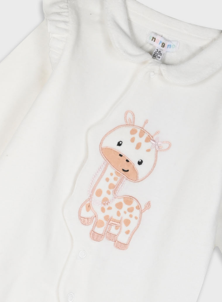 Baby velvet romper for girls (0 - 12 months) | ECRU Baby velvet romper for girls (0 - 12 months) | ECRU