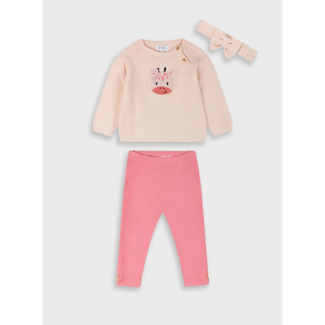 Baby knit set with headband for girls (6 - 24 months) | PEARL PINK Baby knit set with headband for girls (6 - 24 months) | PEARL PINK