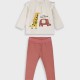Baby set with knit leggings for girls (3 - 18 months) | RUST