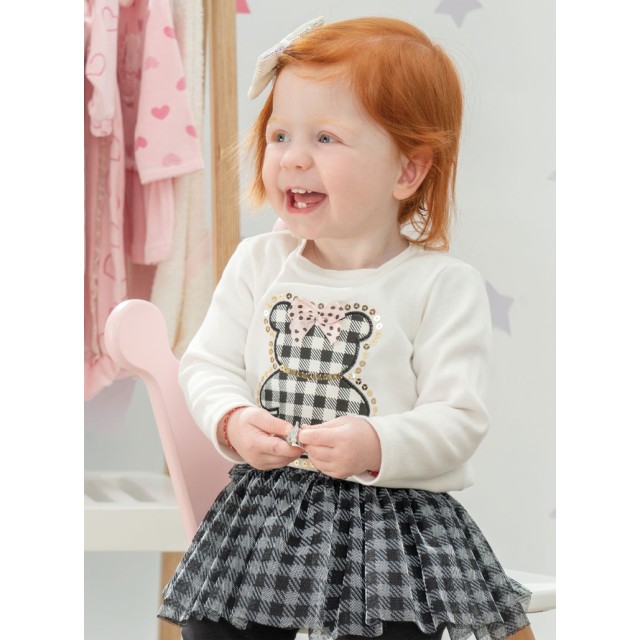 Baby set with tulle skirt on the leggings for girls (3 - 24 months) | BLACK