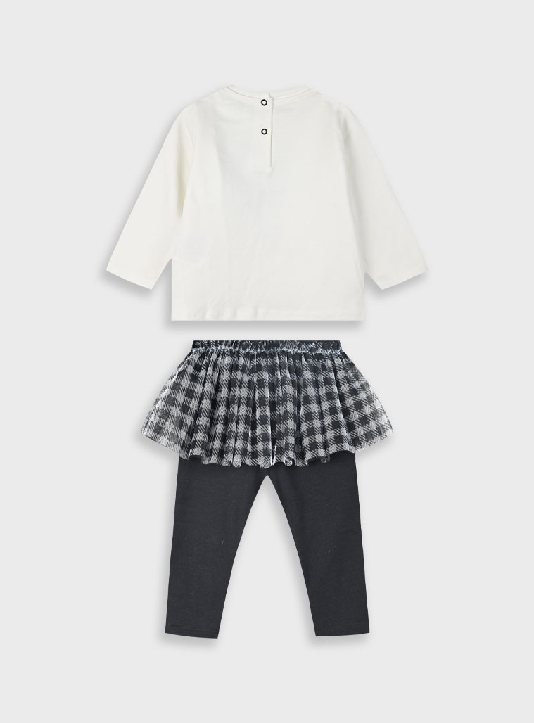 Baby set with tulle skirt on the leggings for girls (3 - 24 months) | BLACK