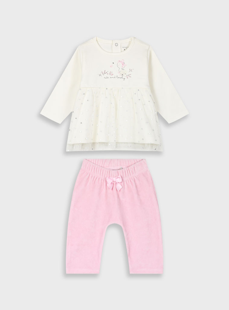 Baby set with velvet leggings for girls (0 - 18 months) | SUGARPLUM