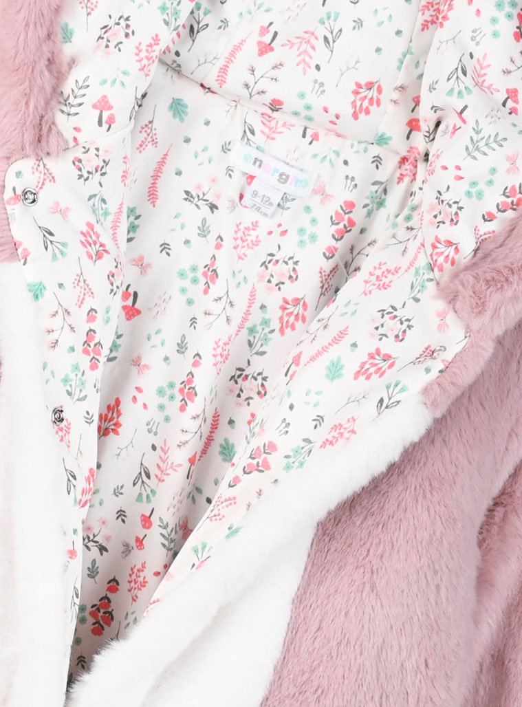 Baby faux fur snow suit for girls (6 - 18 months) | DUSTY PINK