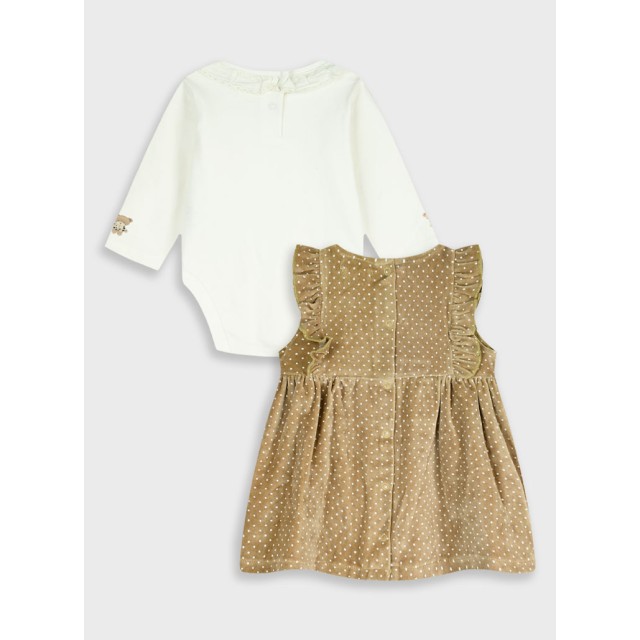 Baby 2 piece set romper with dress | DOTTED PRINT