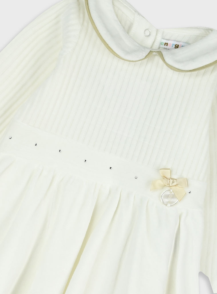 Βρεφικό βελουτέ φόρεμα | ΕΚΡΟΥ Βρεφικό βελουτέ φόρεμα | ΕΚΡΟΥ