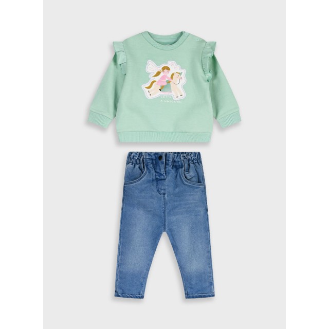 Baby 2 piece set jumper with jeans | BLUE DENIM