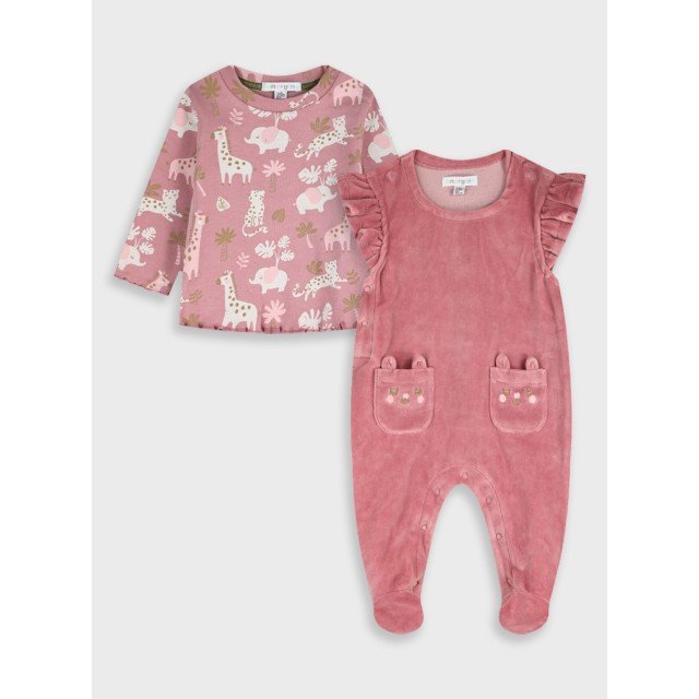 Baby shirt with overalls | ROSE PETAL