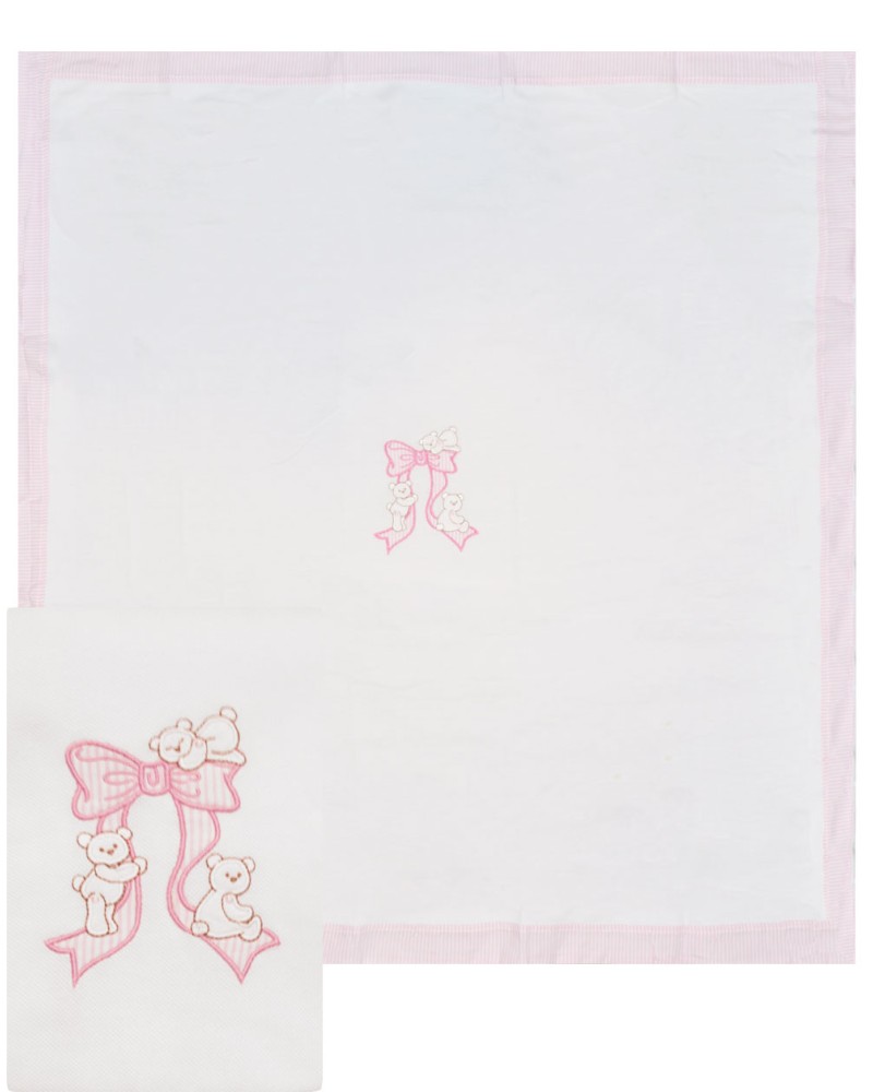 Κουβέρτα με ροζ λεπτομέρειες | ΛΕΥΚΟ