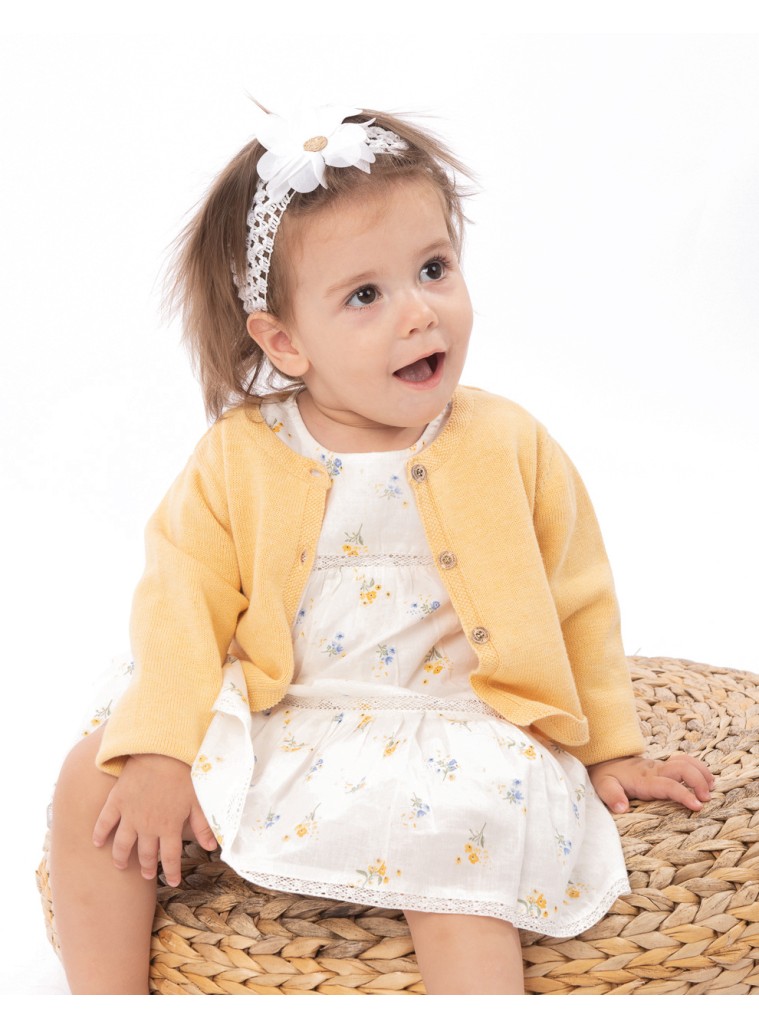 Baby girl΄s knitted bolero (3-18 months) | YELLOW