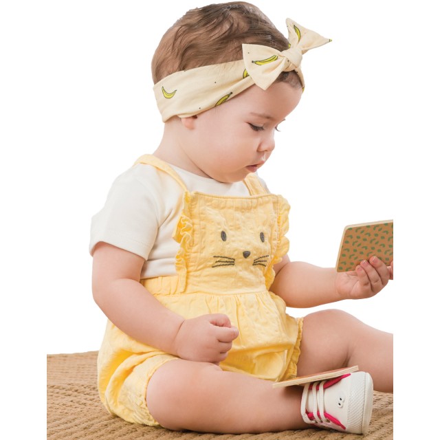 Set bodysuit and overalls for baby girls | YELLOW