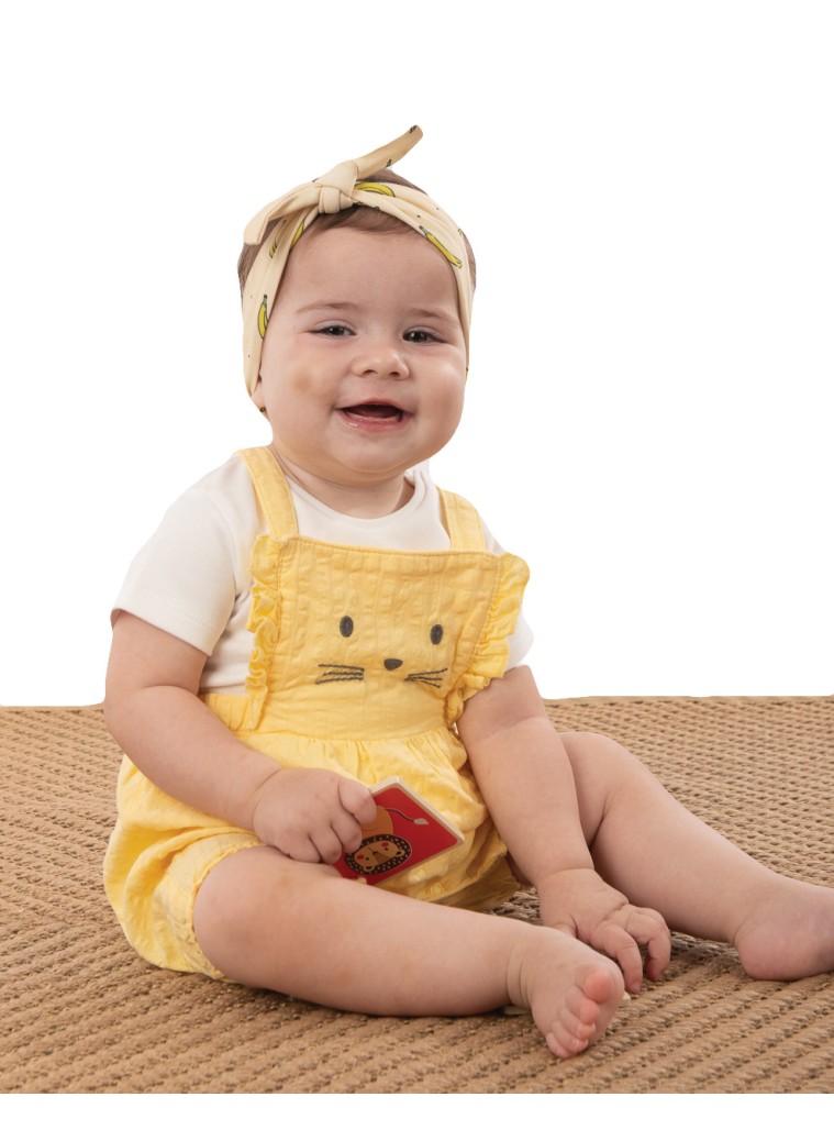 Set bodysuit and overalls for baby girls | YELLOW