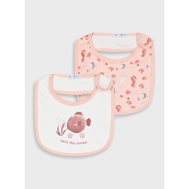 Baby girl΄s 2 piece bib with print (one size) | POWDER
