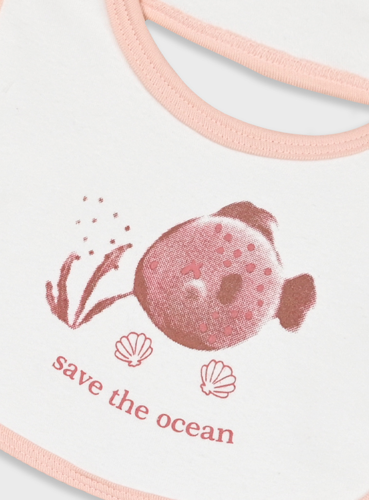 Baby girl΄s 2 piece bib with print (one size) | POWDER