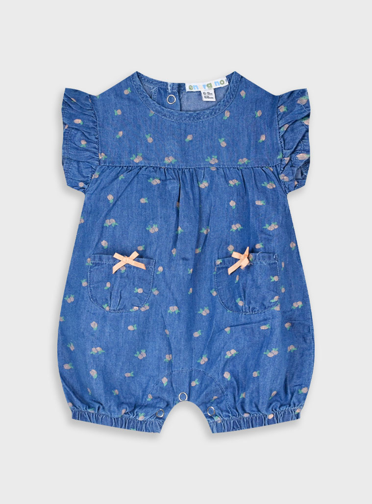 Denim romper for baby girls (0 - 18 months) | BLUE DENIM