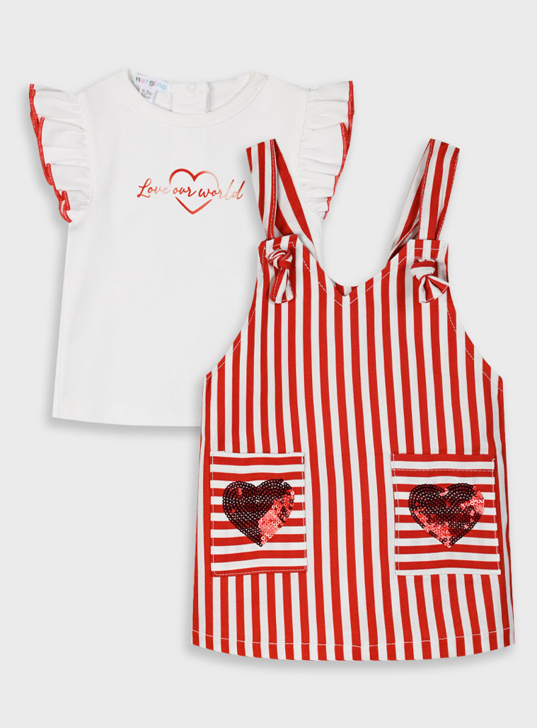 Set t-shirt and dress for baby girls (6 - 24 months) | RED