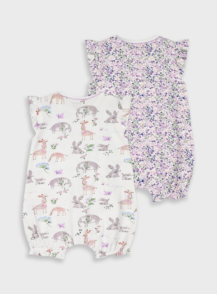 Set 2 rompers for baby girls (0 - 15 months) | ALL OVER PRINT