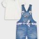 Set t-shirt and denim overalls for baby girls (3 - 18 months) | BLUE DENIM Set t-shirt and denim overalls for baby girls (3 - 18 months) | BLUE DENIM