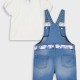Set t-shirt and denim overalls for baby girls (3 - 18 months) | BLUE DENIM Set t-shirt and denim overalls for baby girls (3 - 18 months) | BLUE DENIM