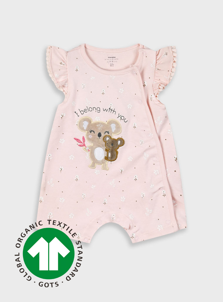 Romper for baby girls - organic cotton (premature - 9 months) | LIGHT PINK