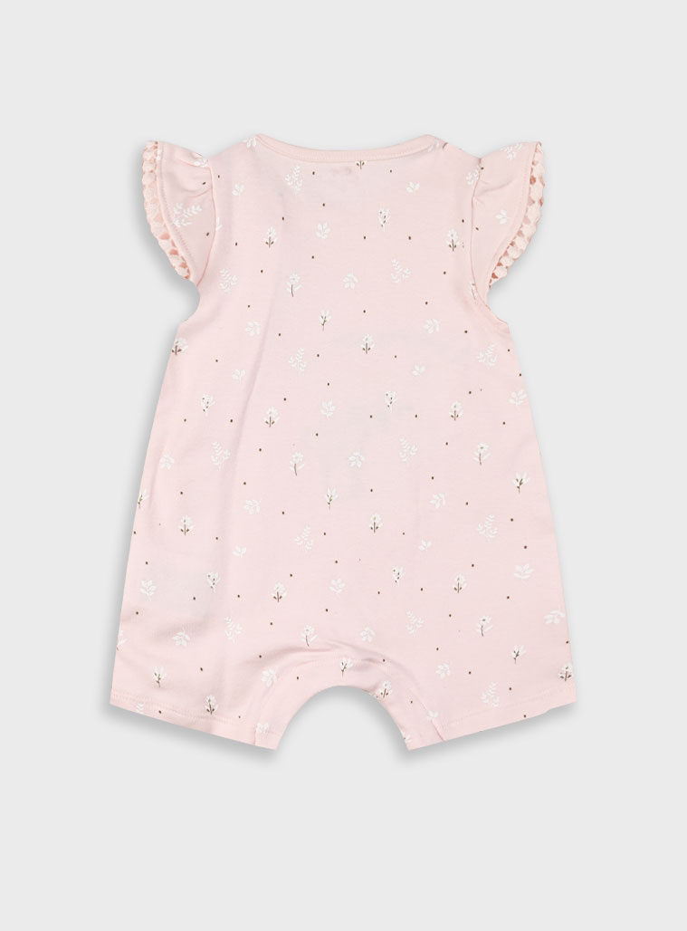 Romper for baby girls - organic cotton (premature - 9 months) | LIGHT PINK