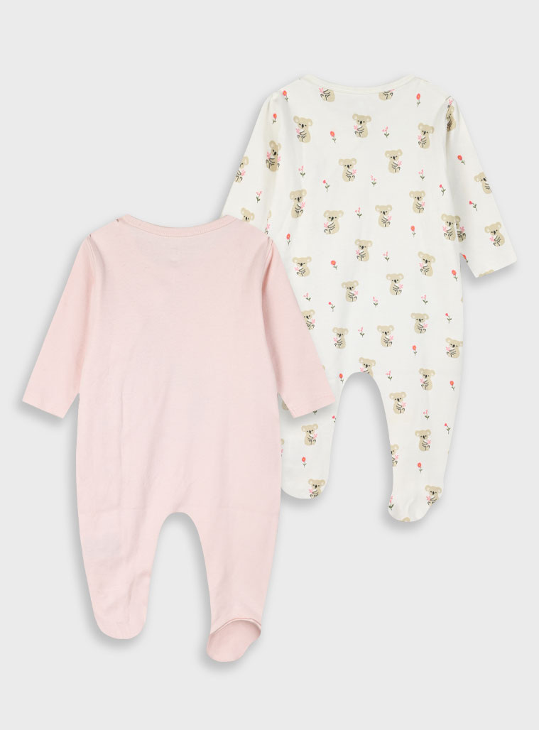 Set of 2 rompers for baby girls (premature - 9 months) | LIGHT PINK