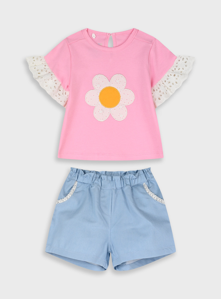 Set shirt with shorts | LIGHT BLUE DENIM