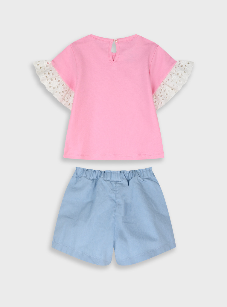 Set shirt with shorts | LIGHT BLUE DENIM