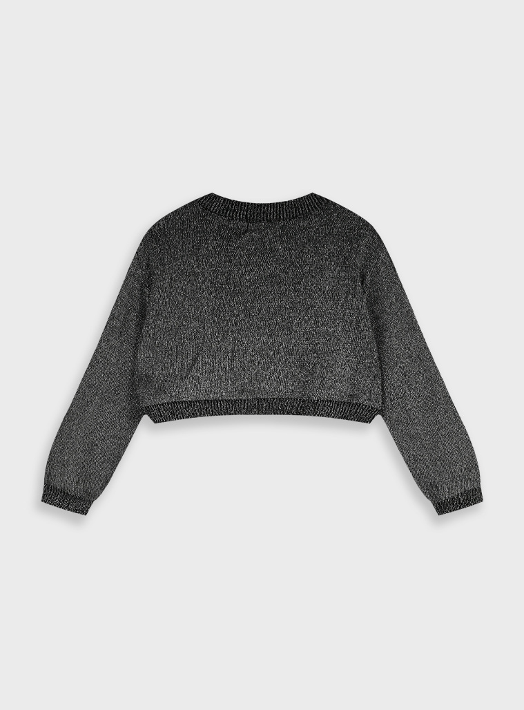 Πλεκτό μπολερό με μεταλιζέ λούρεξ κλωστή για κορίτσι | ΜΑΥΡΟ