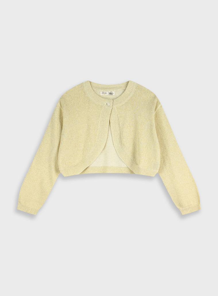 Knit bolero with metallic lurex thread for girls | GOLD