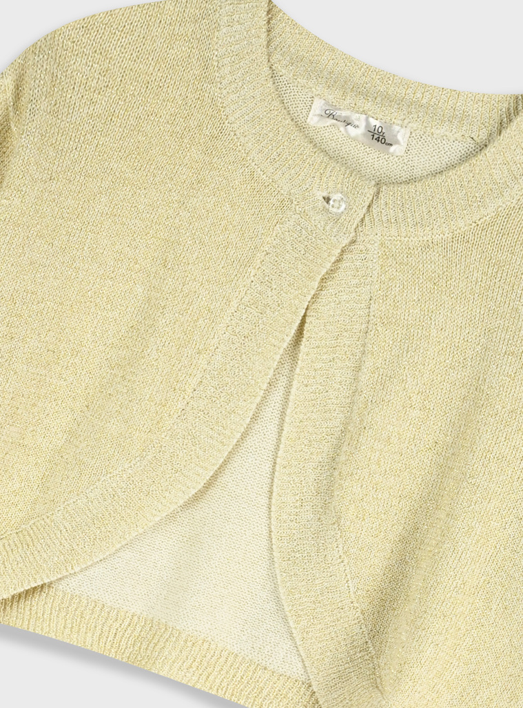 Knit bolero with metallic lurex thread for girls | GOLD