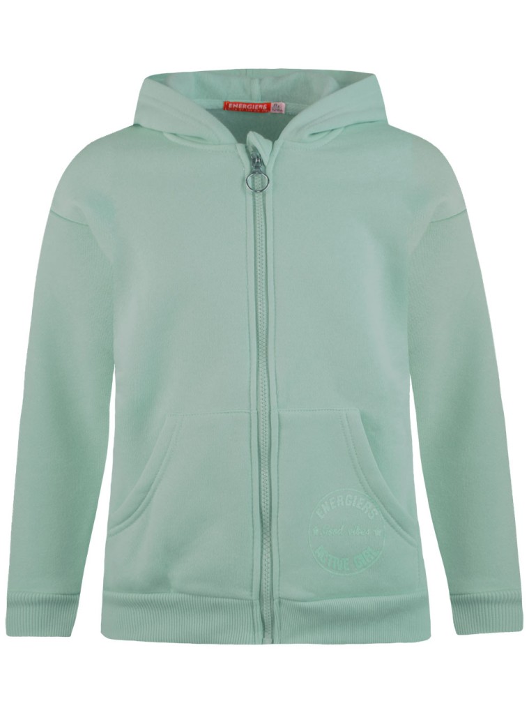 Girl΄s fleece jacket with hood Energiers Basic Line | MINT GREEN Girl΄s fleece jacket with hood Energiers Basic Line | MINT GREEN