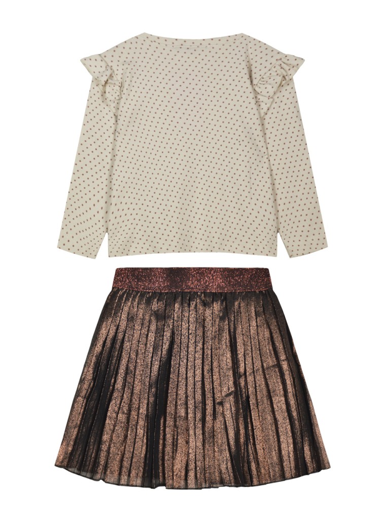 Girl΄s set polka dot blouse with skirt | BRONZE